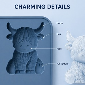 Nueva bandeja de silicona reutilizable para cubitos de hielo con forma de vaca de las Tierras Altas en 3D, 6 cavidades, molde de hielo con forma de animal lindo para whisky, cócteles, café, apto para lavavajillas. - Product Image 2