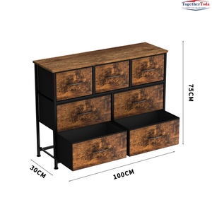 Commode de rangement multifonctionnelle spacieuse à 7 tiroirs en tissu, avec structure en acier thermolaqué noir mat, pour la maison et les espaces de vie - Product Image 4