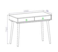 Bureau d'écriture en bois bicolore style ferme, table console à 2 tiroirs avec pieds coniques en bois massif, bureau d'ordinateur pour la maison ou le bureau