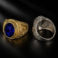 Vintage Hip-Hop Ovaler Farbiger Zirkon-Ring Breiter Gravierter Herrenring für den Zeigefinger Anlaufbeständiger Streetwear-Partyschmuck