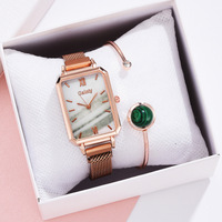 WJ-10925 Nouvelle montre-bracelet tendance pour femme, en alliage, de luxe, à profil haut, avec petit cadran vert, montre à quartz carrée