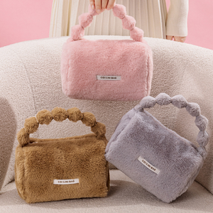 Sac à maquillage en peluche doux et portable, <span class=keywords><strong>rose</strong></span>, mignon, moelleux, avec poignée, fermeture éclair, <span class=keywords><strong>organiseur</strong></span> de maquillage - Product Image 4