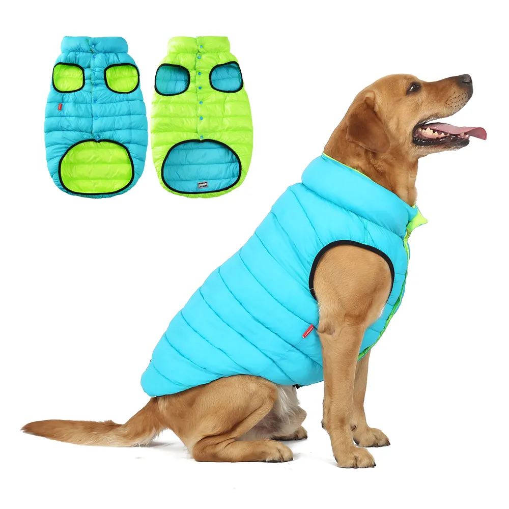 Pakaian anjing besar musim dingin jaket mantel anjing peliharaan hangat pakaian bolak-balik tahan air untuk anjing besar pakaian pengambil Emas Labrador