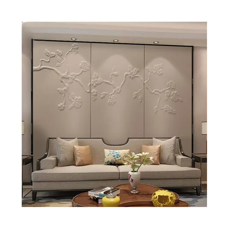 3D craft luxury wallpaper embossed decoration waterproof background wall panel