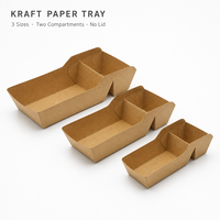 Contenant rectangulaire en papier kraft pour frites avec compartiment à sauce, idéal pour la vente en gros et l'emballage rapide des aliments