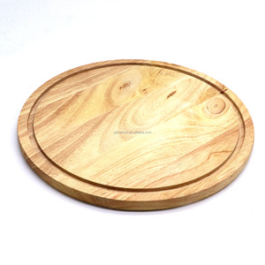 Planche <span class=keywords><strong>à</strong></span> découper réversible en bois de caoutchouc Yangjiang, grande et ronde, avec rainure pour les jus, pour <span class=keywords><strong>plateau</strong></span> de service de cuisine - Product Image 3