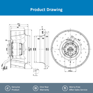 Ventilador centrífugo industrial de gran tamaño, trifásico, con aspas curvadas hacia atrás, ebm-papst R4D560-AQ03-01, 400V, 560mm, para HVAC. - Product Image 4