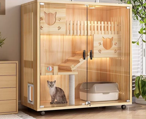 Подгонянная Роскошная Экологичная деревянная клетка для домашних животных, дышащая и удобная кровать, пещера, твердый стиль для кошек и собак - Product Image 4