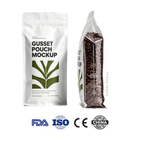 Sac à soufflet à huit soudures latérales de 15 cm (L) x 25 cm (L) + 8 cm (H), 120 microns, capacité de 250 g, pour emballage alimentaire de grains de café, impression personnalisée