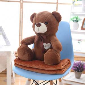 2 en 1 polar felpa Rosa oso de peluche bebé manta dibujos animados franela polar almohada manta Animal relleno suave juguete niños Manta - Product Image 6