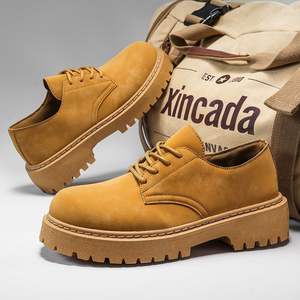 Zapatos de Cuero para Hombre, Negros, con Suela Gruesa, Punta Redonda, Plataforma, Estilo Derby Casual, de Piel de Vaca, Clásicos, Originales, de Diseñador - Product Image 1