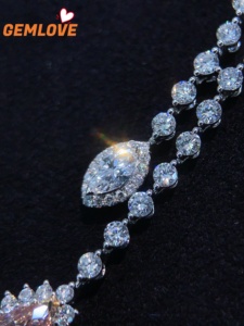 GEMLOVE Women's White Gold Diamond <b>Necklace</b> Pear Cut 2CT Fancy Pink GIA Certified Wedding Jewelry - Product Image 5