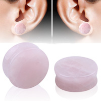 Al por mayor: Plugs y expansores de oreja de obsidiana natural de doble abocardado, de piedra negra lisa, joyería para piercing corporal