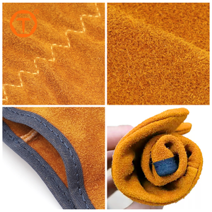 Guantes de Soldadura Resistentes de Cuero Vacuno, Guantes de Trabajo de Piel de Vaca para Soldadores, <span class=keywords><strong>Chimeneas</strong></span>, Barbacoas y Jardinería - Product Image 3