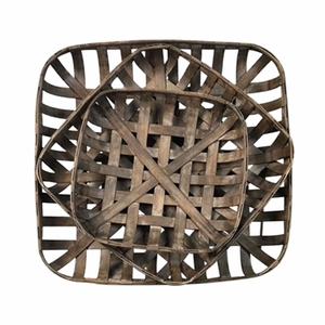 Panier à tabac Home Square, <span class=keywords><strong>24</strong></span> pouces, bois foncé, décoration murale en copeaux de bois, décoration de ferme tissée - Product Image 6