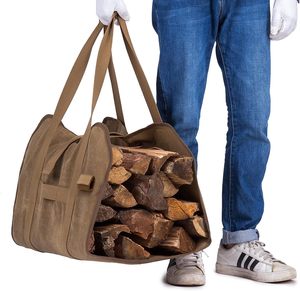 Sac de transport pour bois de chauffage en toile personnalisé, échantillon gratuit, pour le camping en plein air, avec un sac de transport pour bûches de foyer robuste - Product Image 5