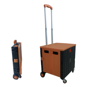 Carrito rodante plegable de gran capacidad de fábrica con 4 ruedas, carrito de compras plegable de plástico, carros de compras manuales ajustables - Product Image 2