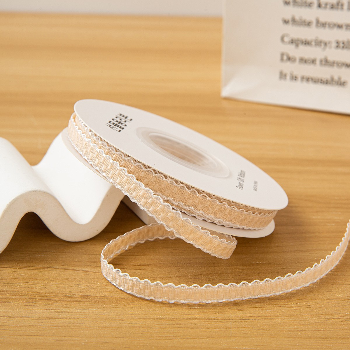 9mm khaki toothed bubble ribbon