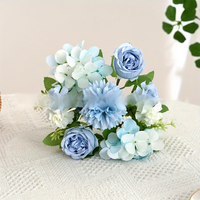 Buket Bunga Mawar Peony Buatan 7 Tangkai Grosir, Rumbai Plastik, Semi-Handmade untuk Dekorasi Pernikahan (Grosir)