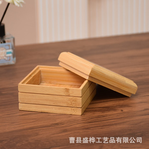 Caja de jabón cuadrada de bambú con tapa, jabonera de madera para almacenamiento en el baño - Product Image 5