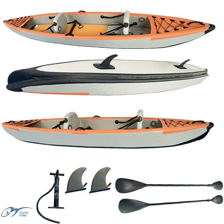 Gy barco inflável para esportes de surf, diversão aquática divertida, remo de carbono, 2 pessoas, caiaque
