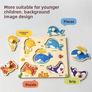 Rompecabezas <span class=keywords><strong>de</strong></span> madera con puzle <span class=keywords><strong>de</strong></span> perillas para niños pequeños, juguete educativo <span class=keywords><strong>de</strong></span> aprendizaje temprano con formas <span class=keywords><strong>de</strong></span> <span class=keywords><strong>animales</strong></span> y frutas - Product Image 3