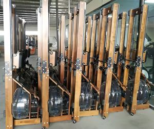 Rameur aquatique commercial pliable en bois avec siège et rameur à air |   Salle de sport à domicile avec moniteur numérique LCD - Product Image 5