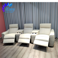 Sofá Reclinable Eléctrico de Cuero de Grano Completo IEasy Curve para Cine en Casa, Sillón Reclinable Moderno de 3 Plazas