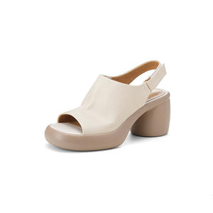 Pantoufles en peau de mouton, à porter à l'extérieur, avec de douces lacets et semelles épaisses, sandales à talon moyen, faciles à enfiler, provenant d'Europe et d'Amérique. - Product Image 2