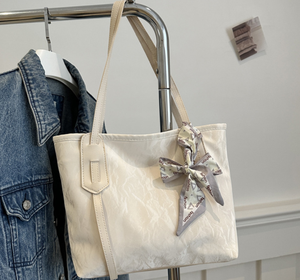 Nuevo Bolso Tote para Mujer, Gran Capacidad, Color Sólido, Cuero PU, Cierre de Cremallera, Forro de Poliéster, para el Trabajo, con Pañuelo - Product Image 4