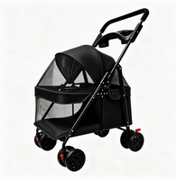 Poussette pour animaux de compagnie en métal, modèle 001, OEM/ODM transfrontalier, légère, pliable, avec roues EVA, pour chiens et chats, chariot de voyage, transporteur pour animaux