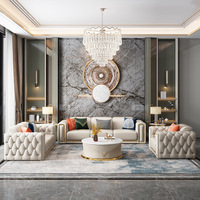 Ensemble de canapés de salon de luxe moderne de haute qualité 2022, meubles rembourrés en cuir pleine fleur, capitonnés, 1+2+3 canapés pour la maison