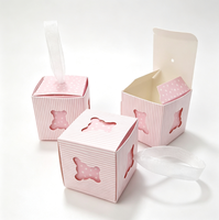 Boîte à dragées personnalisée pour baby shower, boîte cadeau carrée en papier découpée en forme d'ours mignon avec ruban en organza pour fête d'anniversaire ou baptême