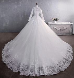 Abito da <span class=keywords><strong>Sposa</strong></span> Musulmano con Collo Alto, Ultimo Modello 2020, <span class=keywords><strong>Taglie</strong></span> <span class=keywords><strong>Forti</strong></span>, con Strascico - Product Image 6
