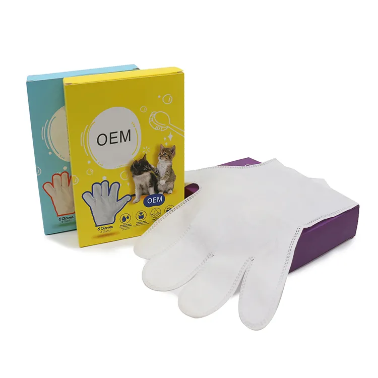 Factory Wholesale Pet Shampoo Dogs And Cats Disposable Spunlace Fabric Bath Glove For Pet