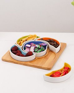Platos de Cerámica Coloridos de Estilo Clásico para Servir <span class=keywords><strong>Tapas</strong></span>, Aperitivos, Salsa de Soya, Bandeja de Bambú Ecológica para el Hogar, Hoteles y Fiestas - Product Image 4