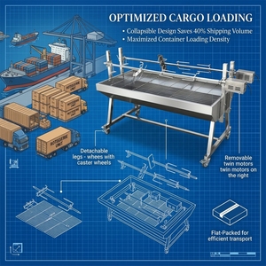 Grand <span class=keywords><strong>barbecue</strong></span> rotatif au charbon de bois, rôtissoire automatique à double broche, deux moteurs, pour cuisson extérieure - Product Image 5