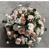 Boules de fleurs artificielles personnalisables pour centres de table, arrangement mixte pivoine et olive aux couleurs d'automne, décorations pour événements et mariages