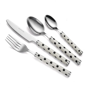 Thép không gỉ muỗng nĩa và dao đồ ăn dao kéo với kiểm tra xử lý, nhựa đầy màu sắc Flatware Bạc Set thiết kế lạ mắt - Product Image 1