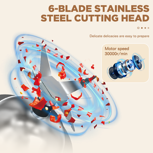 Mixeur <span class=keywords><strong>Blender</strong></span> Dreepor 6 Lames 30000 RPM, Robot Culinaire <span class=keywords><strong>pour</strong></span> Smoothies, Glace Pilée et <span class=keywords><strong>Fruits</strong></span> <span class=keywords><strong>Congelés</strong></span>, Vitesse Réglable - Product Image 6