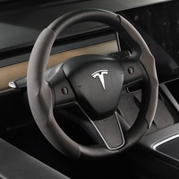 Accessoires auto de voiture en gros ABS daim 38cm pour tesla modèle y 2023 couverture de volant en fibre de carbone