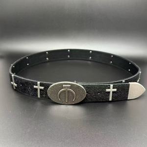 Novedoso Cinturón <span class=keywords><strong>OYE</strong></span> de Cuero con Cruz Oscura y Pelo de Caballo Estilo Punk Vintage para Hombre y Mujer de Alta Calidad y Metal Pesado para Hip-Hop Rock - Product Image 4