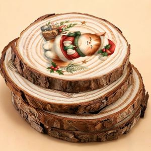 Natural Unfinished <b>Wood</b> <b>Slice</b> Christmas Round Wooden Decoration for Crafts - Product Image 1