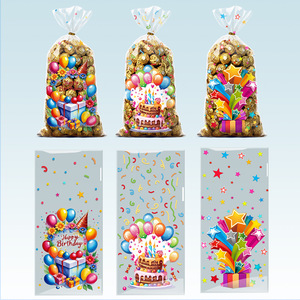 Lot de 4 sacs cadeaux d'anniversaire en cellophane de couleurs assorties pour bonbons et friandises, fournitures pour enfants, qualité supérieure, amusants, vente en gros, tendance - Product Image 2