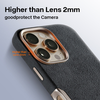 Étui en Alcantara pour iPhone 16 ProMax, étui magnétique pour téléphone avec protection de l'objectif, étui de téléphone portable haut de gamme