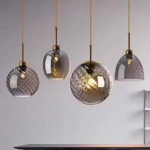 אמנות מודרנית זכוכית הוביל אור תליון e27 סלון הנורה חדר אוכל חדר בית תאורה דקורטיבית גוון זכוכית הוביל נברשת תקרה נברשת - Product Image 3