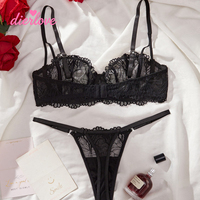 Ensemble de lingerie deux pièces sexy en dentelle florale pour femmes Dierlove avec soutien-gorge à armatures renforcées certifié OEKOTEX en gros