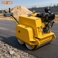 Mini-compacteur à double tambour diesel GZD pour réparation routière, machine compacte à conducteur marchant