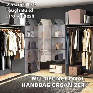 Modern Heavy-Duty Fabric Hanging Handbag Organizer with Multifunctional Mesh Shelves Closet Storage Purse and Organizer - Product Image 2