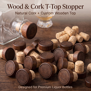 Tapón de Corcho Natural para Botellas de Licor con Logotipo Personalizado WeWood de Vietnam, Grabado con Láser con Patrón de Anillos de Árbol - Product Image 1